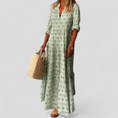 Print Short Sleeve Tiered Boho Maxi Dress 3