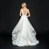 Backless Lace Mid Waist Small Tail Beautiful Light White Dress - View 4