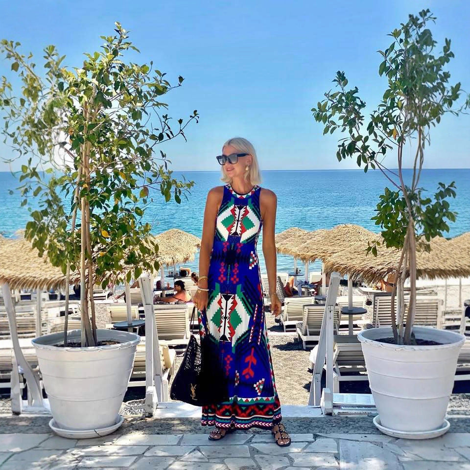 Summer Shift Dress Spaghetti Strap Floral Print Seaside Vacation Slim Fit Maxi Dress Women