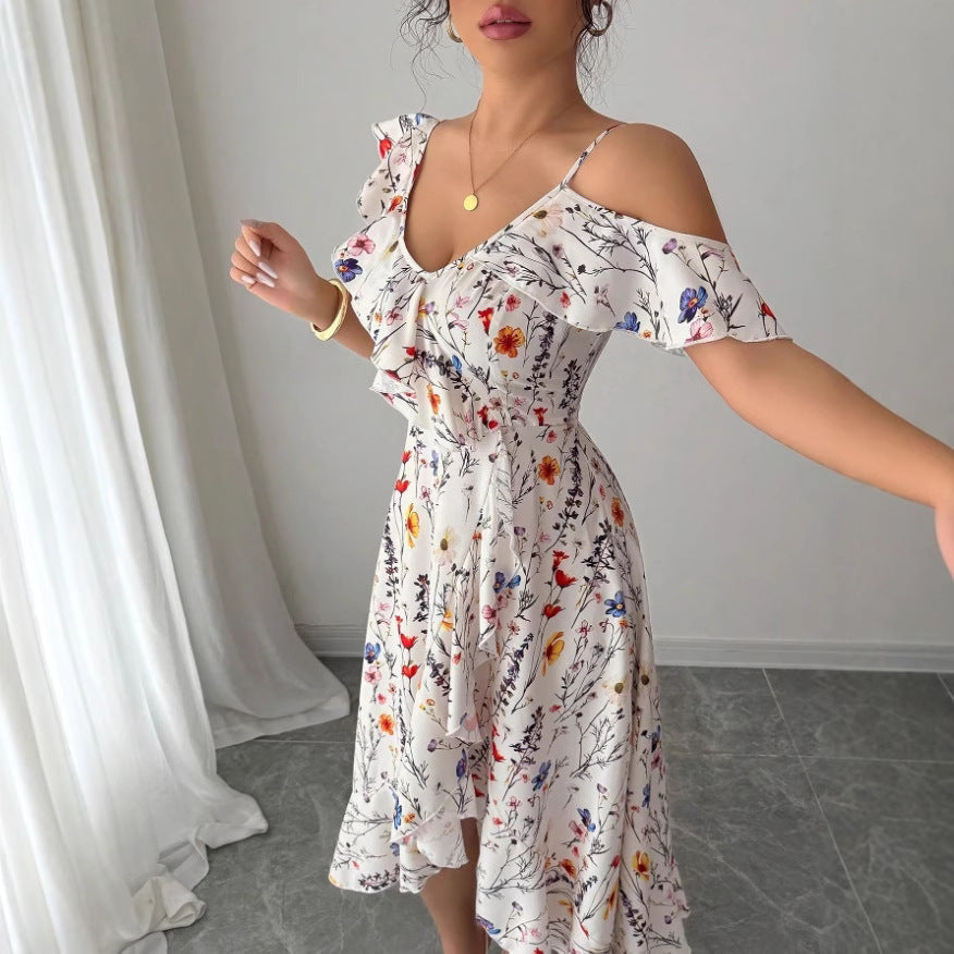 María Aesthetic Fernanda Women's Blouse Dress with Asymmetric Hem and Ruffle Details Elevated Occasion Wear