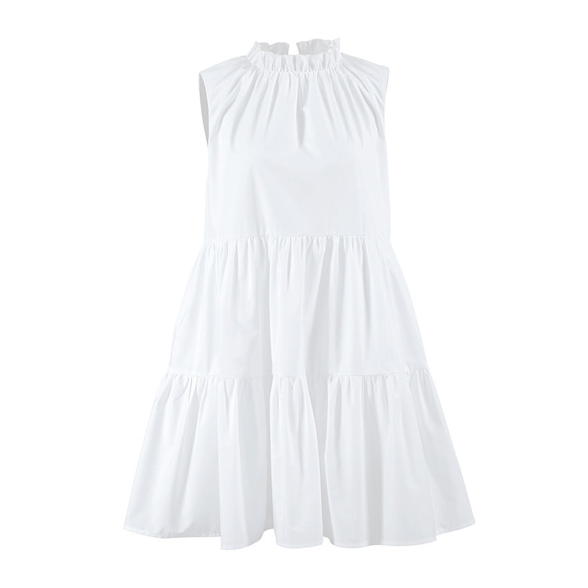 Sleeveless Ruffle Collar Tiered Babydoll A-Line Mini Dress