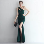 Satin One Shoulder Fishtail Gala Gown - View 4