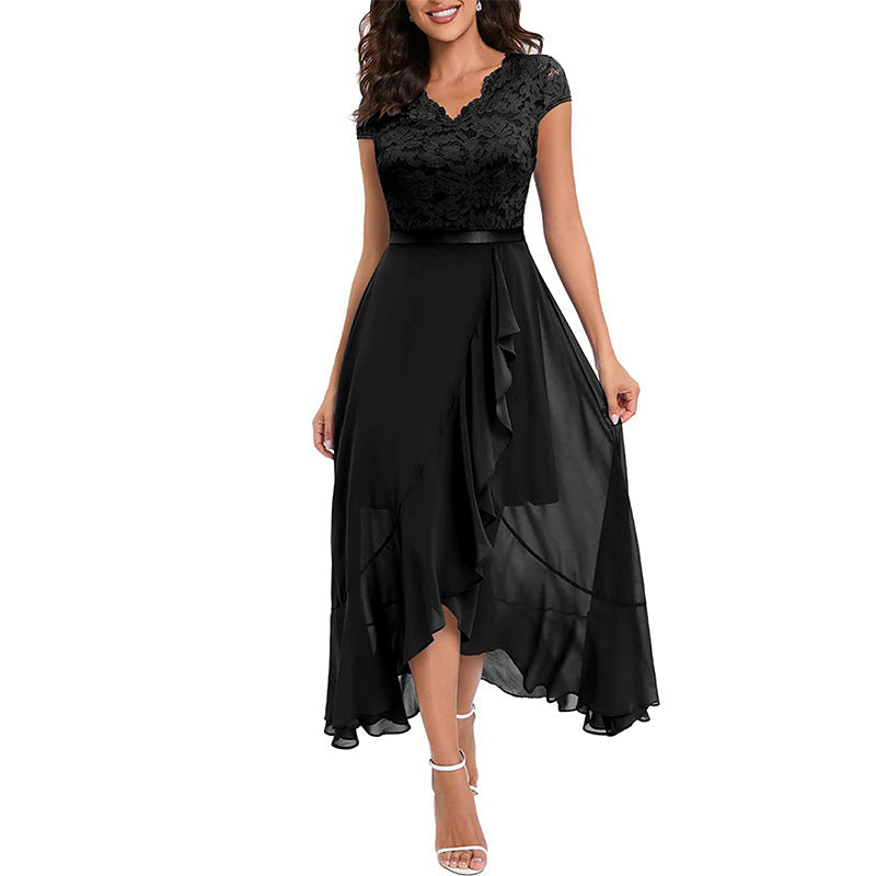 Seraphina | Lace Overlay Midi Dress Black