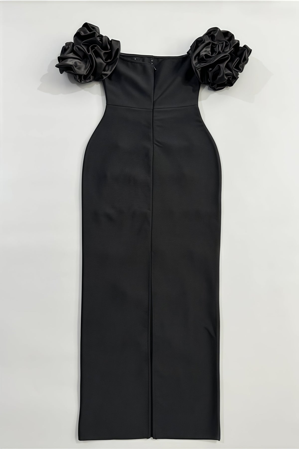 Off Shoulder Ruffle Sleeve Faux Pearl Embellished Bandage Maxi Dress 6
