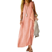 V-Neck Sleeveless Pocket Loose Maxi Summer Dress 5