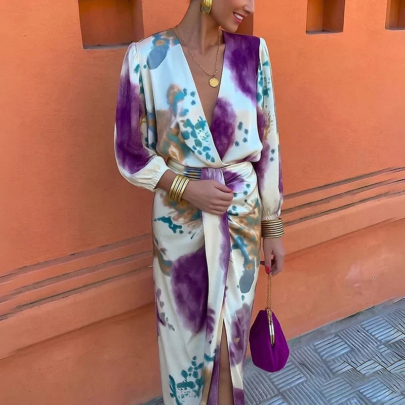 Jorina™ | Printed Wrap Midi Dress