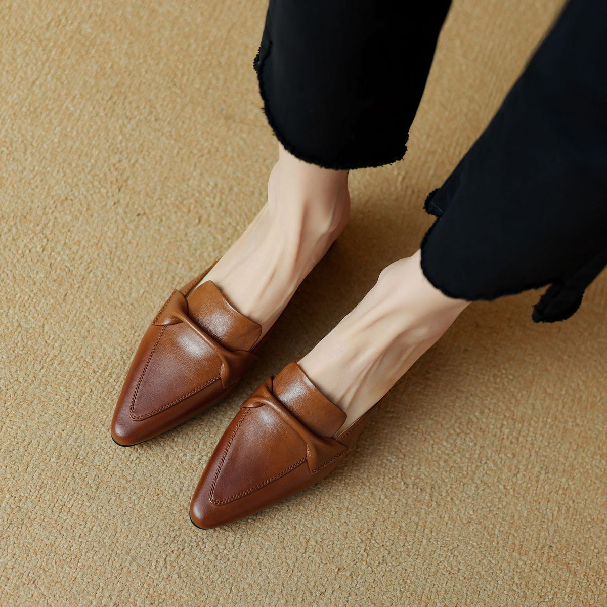 Square Toe Block Heel Loafer Mules