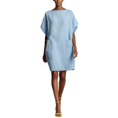 Boat Neck Batwing Sleeve Pocket Shift Mini Dress 5