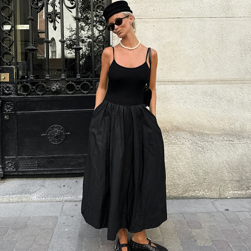 Fall Black Entry Lux Slip Nightdress Black Outerwear Ladies Homewear Pajamas