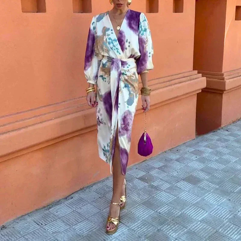 Jorina™ | Printed Wrap Midi Dress