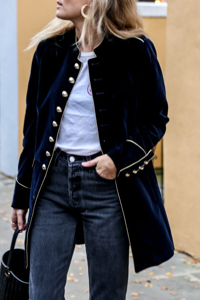 Thermal Velvet Patchwork Multi-Button Jacket