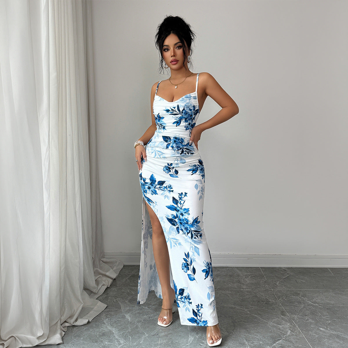 White Background with Blue Print