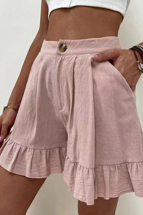 Button Flutter Hem Shorts