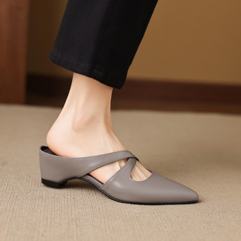 Pointed Toe Cross Strap Mary Jane Flats
