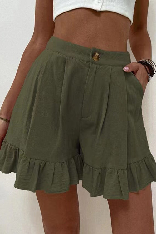 Button Flutter Hem Shorts