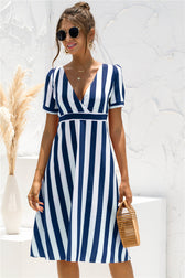 Glinda Striped Satin Midi Shirt Dress 5