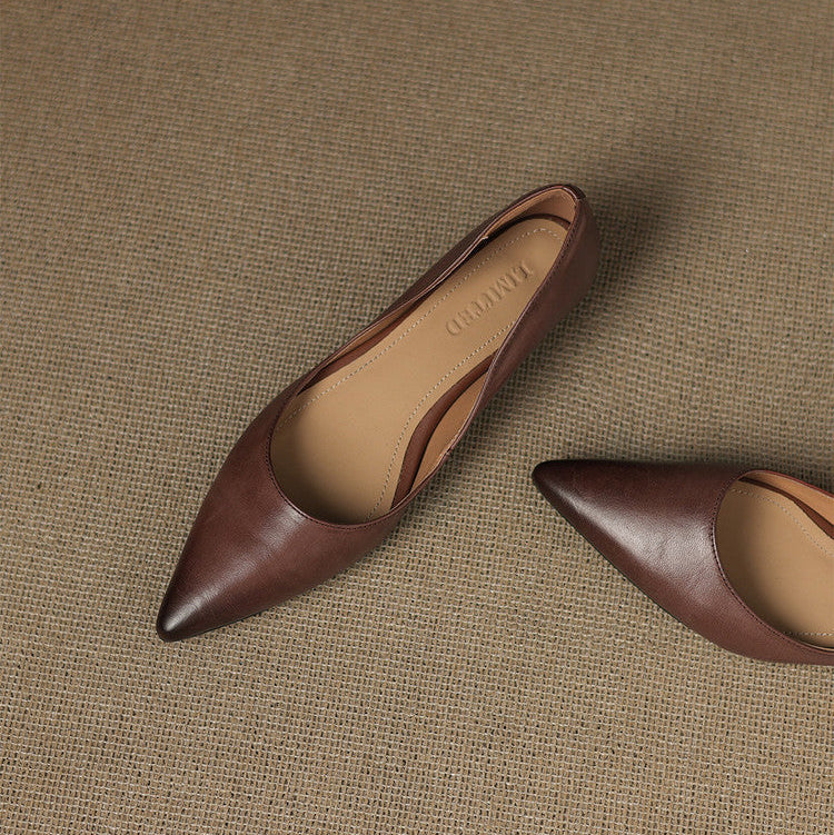 Pointed Toe Slip On Low Wedge Flats