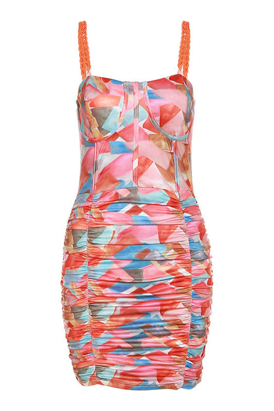 Flower Mosaic Mini Dress