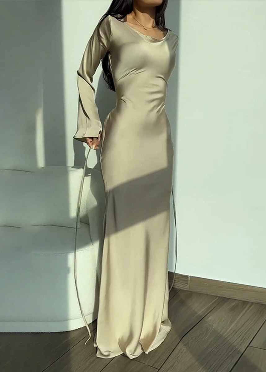 Aurora - Satin Long Sleeve Maxi Dress 2
