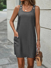 Scoop Neck Sleeveless Pocket Shift Mini Dress 8