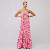 Floral Spaghetti Strap Cut Out Tiered Midi Dress 5