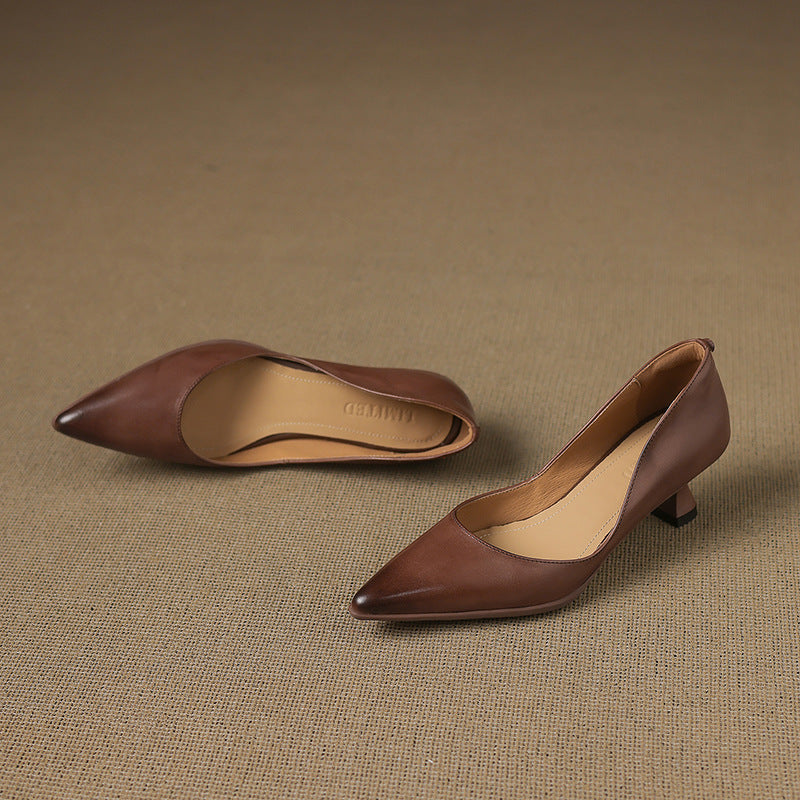 Pointed Toe Kitten Heel Pumps