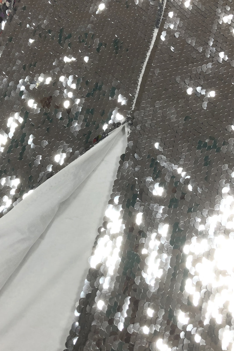 Zeitd Silver Sequin Backless Maxi Dress - View 7