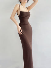 Black Backless Bodycon Dress S / Coffee Bodycon Dress