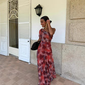 Tie Dye One Shoulder Ruched Bodycon Maxi Dress 3