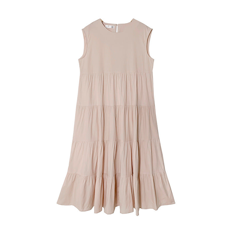 Crew Neck Sleeveless Tiered Ruffle Loose Midi Dress 4