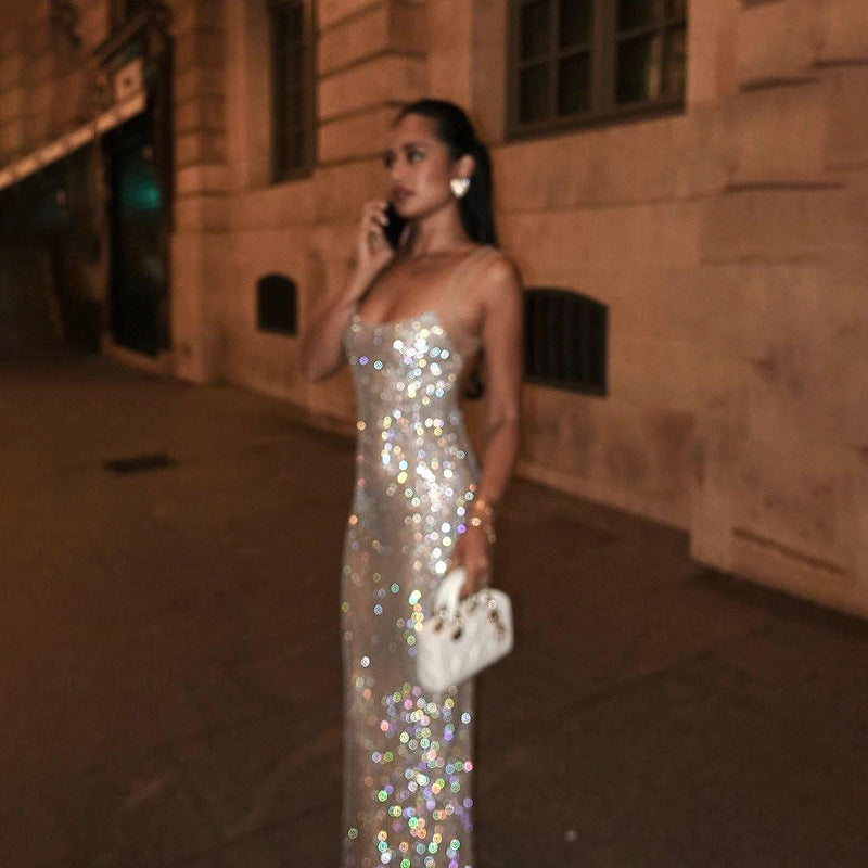 Design Shiny Camisole Socialite Slim Hip Dress