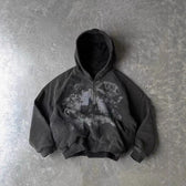 Graffiti Print Long Sleeve Zip Hoodie