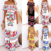 Off Shoulder Floral Ruffle Tiered Belted Maxi Dress 4