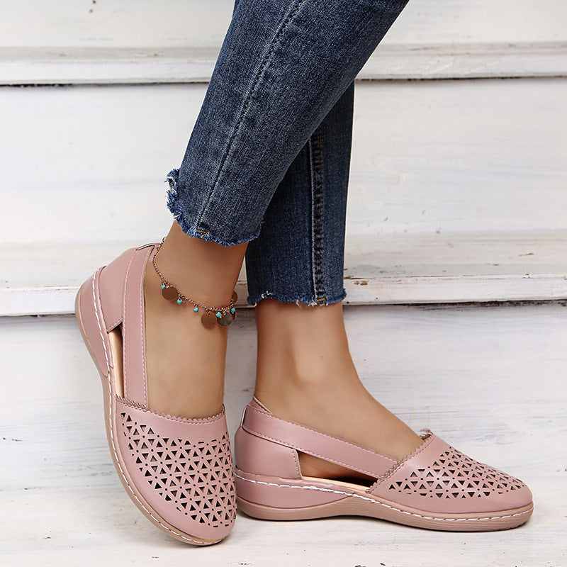 Round Toe Wedge Hole Sandals