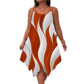Abstract Print Sleeveless Handkerchief Hem Midi Dress 5