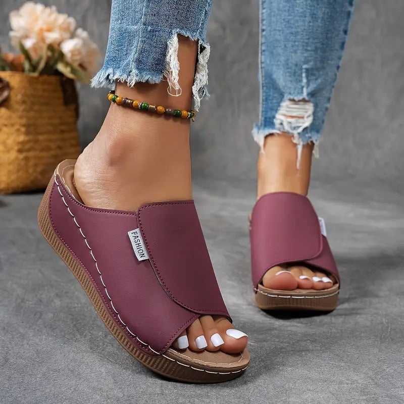 Open Toe Slip On Platform Wedge Slide Sandals 4