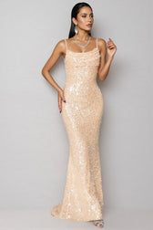 Maelk Backless Sequin Fishtail Maxi Dress - View 5