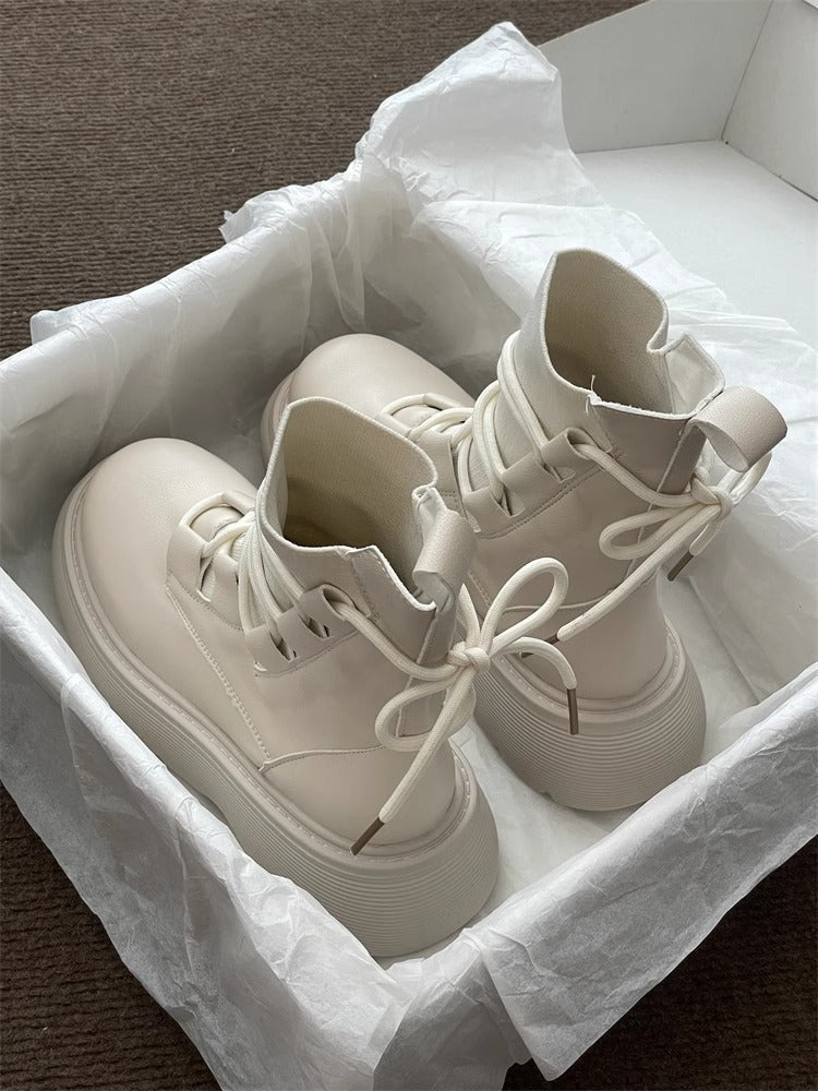 Lace Up Chunky Platform Combat Ankle Boots