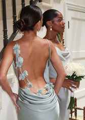 Seraphina - Satin Cowl Neck Evening Gown - View 3