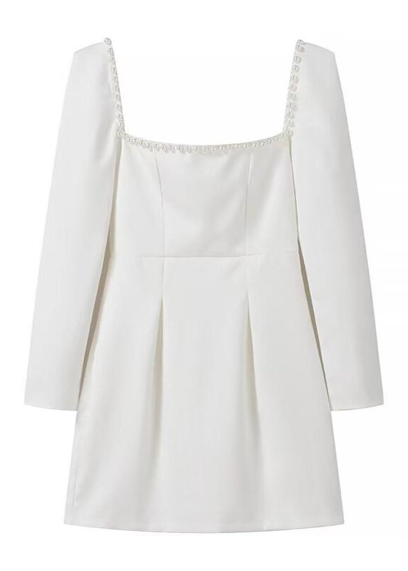 Pearl-Trim Square Neck Mini Dress - View 7