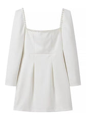 Pearl-Trim Square Neck Mini Dress - View 7