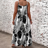 Leaf Print Spaghetti Strap Maxi Dress 2