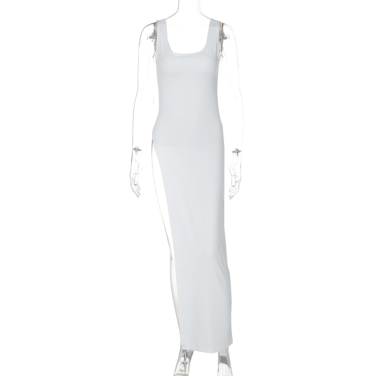 Scoop Neck Sleeveless High Split Fitted Maxi Tank Dress 8