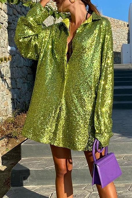 Shiny Sequin Loose Shirt