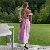 Floral Off Shoulder Puff Sleeve High Split Maxi Dress 4