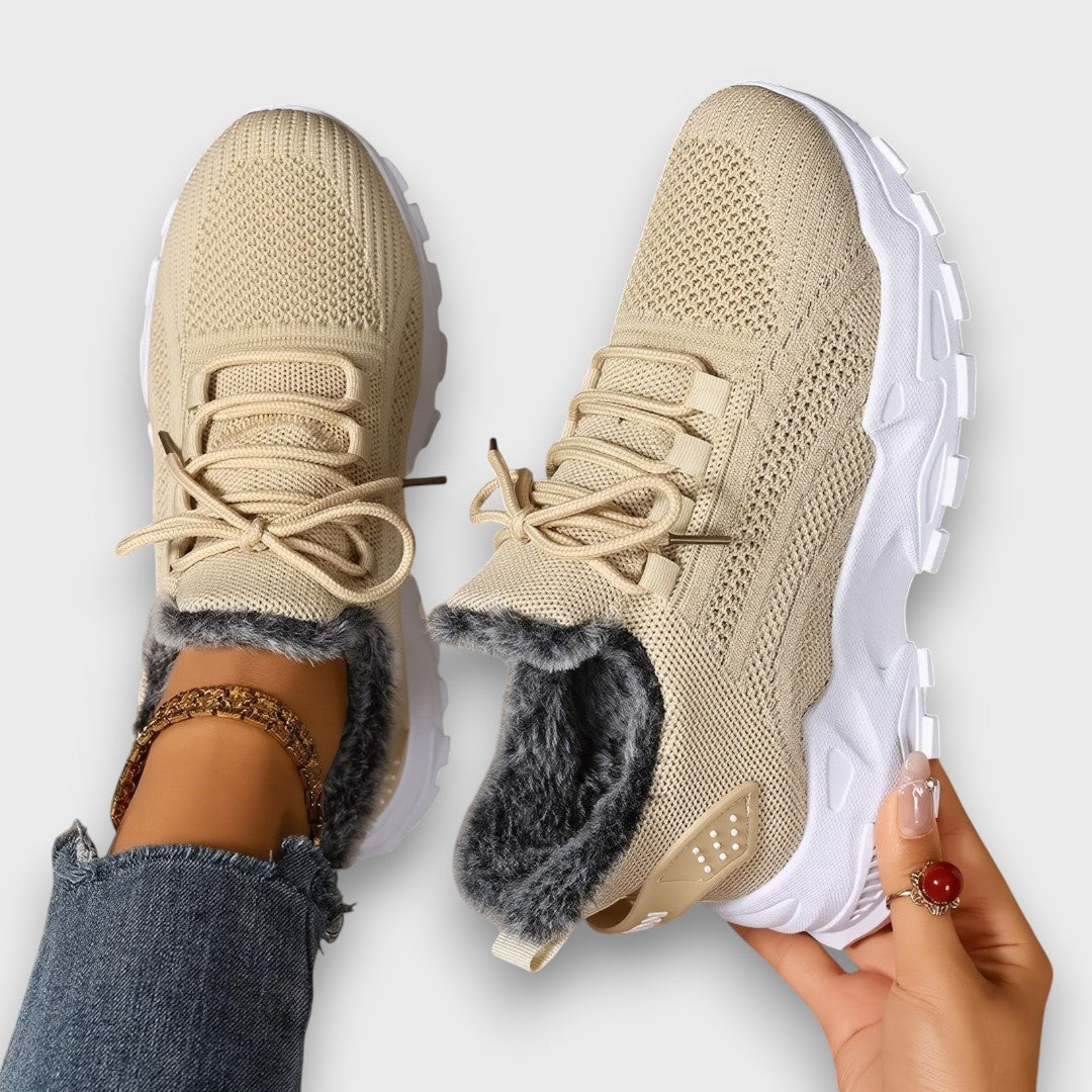 Lace Up Fleece Lined Chunky Sole Sneakers