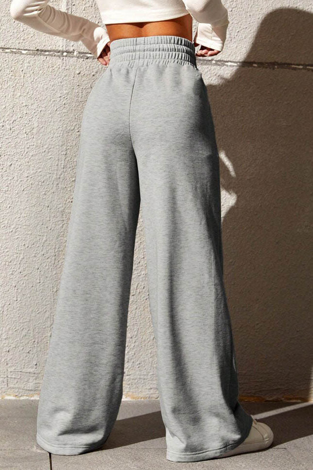 Solid High-Waist Wide-Leg Pants