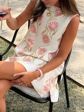 Floral V-Neck Sleeveless Shift Mini Dress Summer 6