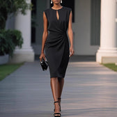 Keyhole Cut Out Ruched Bodycon Midi Dress Cocktail 4