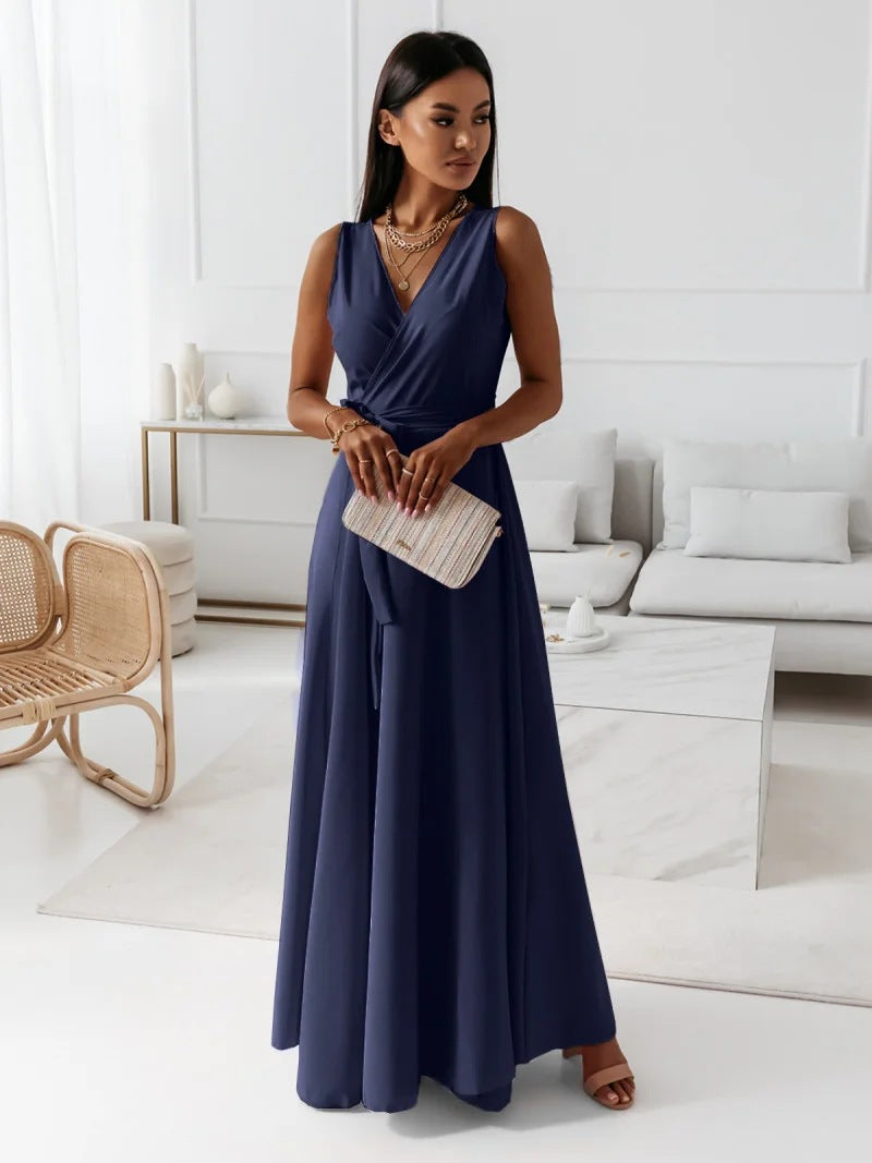 V-Neck Sleeveless Wrap Maxi Dress 6